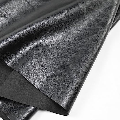 250x140cm Black Soft Faux Leather Fabric, 1mm Thick PU Material - color: Black, size: 98x54 inch