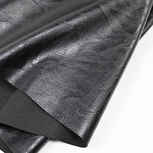 150x140cm Black Soft Faux Leather Fabric, 1mm Thick PU Material - color: Black, size: 59x54 inch