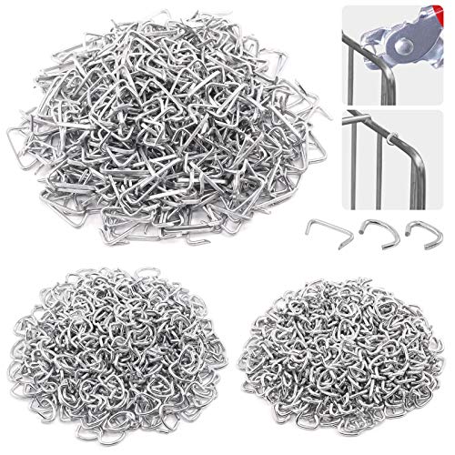 1500 Pcs Galvanized Hog Rings Size Assorted Set with 3/8", 3/4", 1/2" Upholstery Hog Rings Set for Furniture,Fencing,Bagging, Railing, Sausage Casing, Meat bags, Shock Cords - style: 3/8'', 3/4'' 1/2''