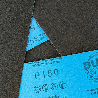 Dura-Gold 5-1/2" x 9" Wet or Dry Sandpaper Sheets, 150 Grit, Box of 25 - size: 150-Grit