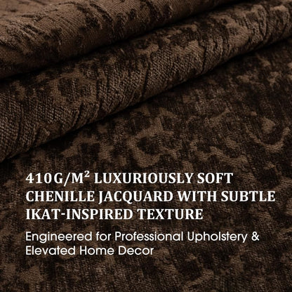 Foamma Francesca Chenille Jacquard Ikat Pattern Upholstery Fabric by The Yard - 55" Wide Soft Fabric Ideal for Accent Chairs, Throw Pillows, and Statement Upholstery - Espresso, 6 Yards - color: Espresso, size: 6 Yards