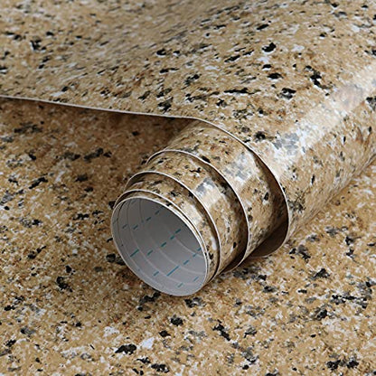 GloryTik Brown Marble Contact Paper Self Adhesive Film Peel and Stick Wallpaper 17.7''X78.7'' Granite Look Glossy Surface Paper Thicken Waterproof for Kitchen Countertop Bathroom Counter Decor Vinyl - size: 17.7" x 78.7"