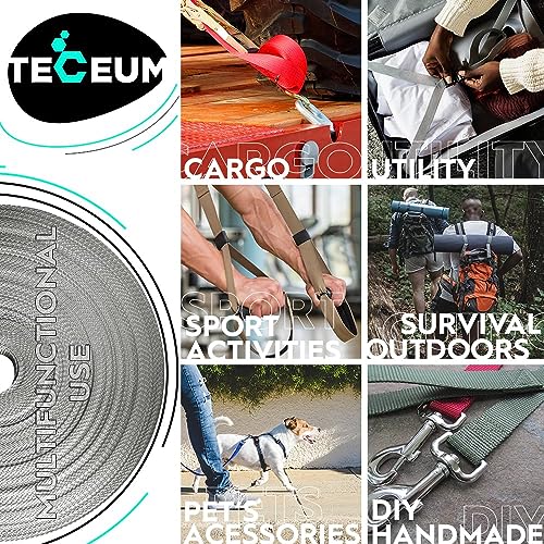 TECEUM Webbing Strap, 3/4" to 2", 10-50 Yds, Multi-Color Heavy Duty Tape - color: Light Gray, size: 1.5"- 10 yards