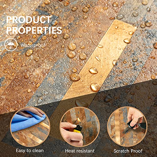 Midcard 10 Sheet Peel and Stick Backsplash PVC Wall Tile,for Kitchen Backsplash… - color: Rectangular Rusty Brown