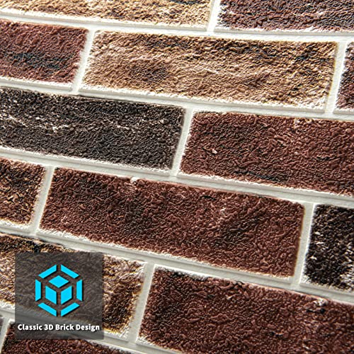 Art3d 20-Pack Durable Faux Brick Peel and Stick 3D Wall Panels, Red Brown - color: Red brown, size: 20pcs-27x27inch