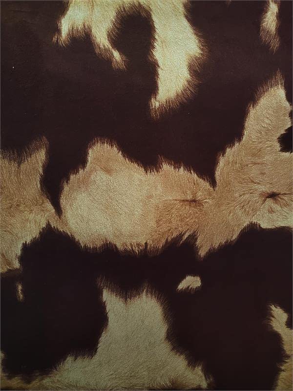 Suede Velvet Cow Print Fabric Udder Madness Upholstery 54" Wide Sold by The Yard (Big Cow Brown) - color: Big Cow Brown