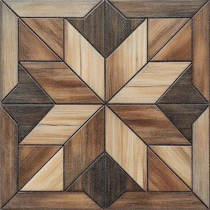 HOMETITUTE Wood Geometric Pattern Peel and Stick Tile Art Deco, 12"x12" - color: Brown
