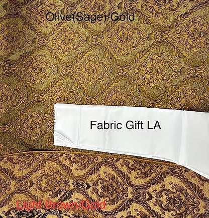 Damask Tapestry Chenille Fabric - Upholstery Fabric, 60" Width - Sold by The Yard (Light Brown/Gold) - color: Light Brown/Gold