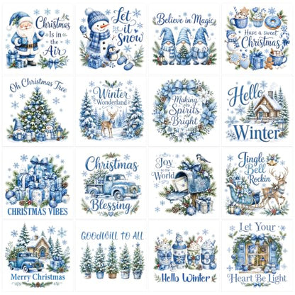 Christmas Rub on Transfers for Crafts, Winter Transfer Furniture Decals - style: Christmas Winter