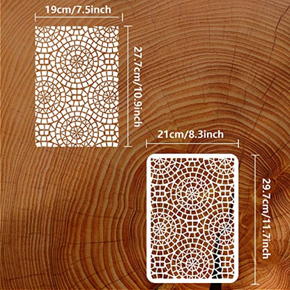 FINGERINSPIRE Holtz Mosaic Stencil 11.7x8.3 Inch Template - Plastic Geometric Circle Pattern, Reusable Layering for DIY Art - Painting on Wood, Floor, Wall Fabric