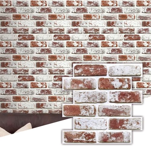Commomy Faux Brick Panels Peel and Stick Wall Stickers 10 Pcs 11.8" x 11.8" - color: BRICK-PYU