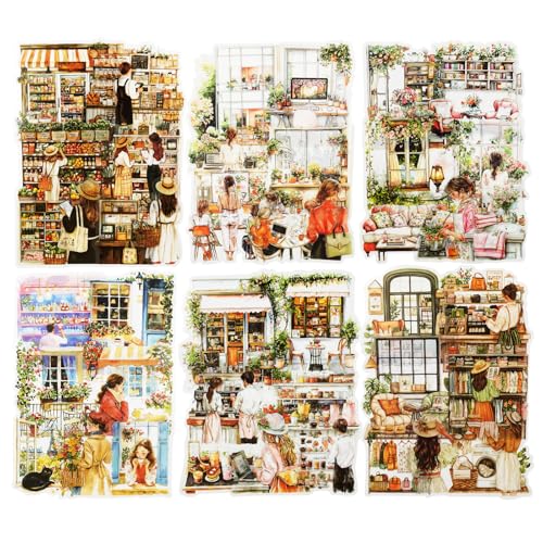 120PCS Cozy Daily Life PET Stickers Set, Character and Aesthetic Scenes for Scrapbooking, Journaling, and DIY Crafts - color: Weekend Reverie