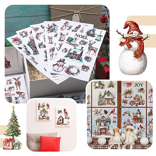 Lincia 10 Sheets Christmas Rub on Transfers for Crafts, Cute Holiday - style: Cute Holiday