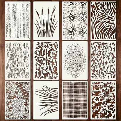 Geometric Texture Stencils for Crafts Reusable 12Pcs Stencils(12X8 Inch) - color: Texture 33