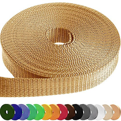 TECEUM Webbing Strap, 3/4" to 2", 10-50 Yds, Multi-Color Heavy Duty Tape - color: Caramel, size: 1"- 10 yards
