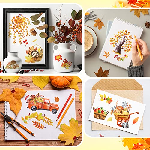 SATINIOR 16 Sheet Fall Autumn Rub on Transfer Sticker for Craft - style: Maple Leaf