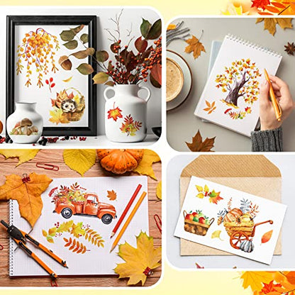 SATINIOR 16 Sheet Fall Autumn Rub on Transfer Sticker for Craft - style: Maple Leaf