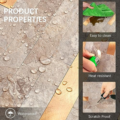 Midcard 10 Sheet Peel and Stick Backsplash Tile, Stick on Tiles for Backsplash Kitchen, Bathroom, Laundry Room, Camper, Fireplace. - color: 20Trapezoidal Dark Beige With Copper
