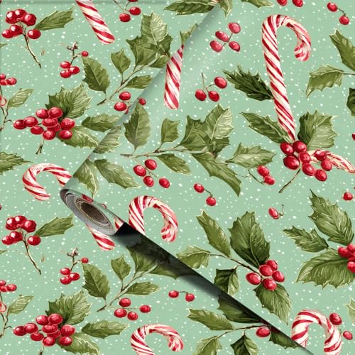 Wall Decal 15.7 x 39.4 in Candy Cane Holly Peel and Stick - color: colorful0182