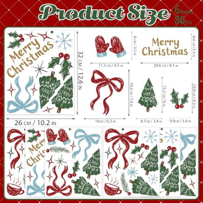 Merry Christmas Tree Wall Decals, 6 Sheet 80 Pcs - color: Christmas Tree