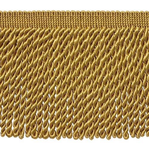 6" (15cm) Basic Solid Collection Traditional Satiny Bullion Fringe Trim (Style# BFS6), Antique Gold #C4 (Dark Yellow Gold) Sold By The Yard (36"/3 ft/0.9m) - color: Antique Gold #C4 (Dark Yellow Gold), size: Sold By The Yard (36"/3 ft/0.9m)