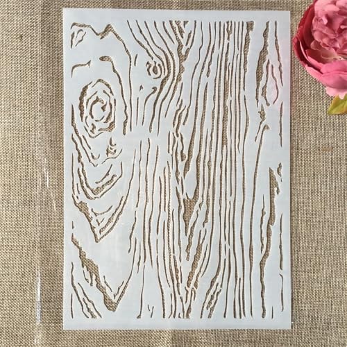 TIAMECH A4 Reusable Wooden Texture Stencil for Painting - style: Wooden Texture