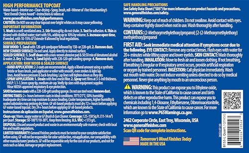 General Finishes High Performance Water Based Topcoat, 1 Gallon, Semi-Gloss - color: Semi-Gloss, size: 1 Gallon