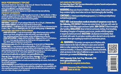General Finishes High Performance Water Based Topcoat, 1 Gallon, Semi-Gloss - color: Semi-Gloss, size: 1 Gallon