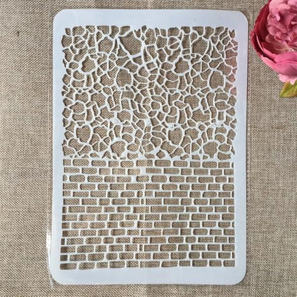 TIAMECH A4 Reusable Stone Brick Stencil for Painting - style: Stone Brick