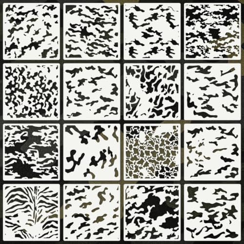 Camo Texture Stencils for Crafts Reusable 16Pcs Stencils(11.8X11.8 Inch) - color: Texture 39