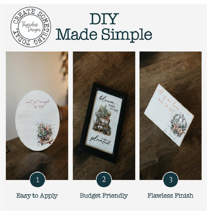 Rub on Transfers for Crafts and Furniture | 3 Design Sheets 6”x 12” | Home Decor Transfers | Furniture and Craft Decals | by Thymeless Designs (Succulent Garden) - style: Succulent Garden