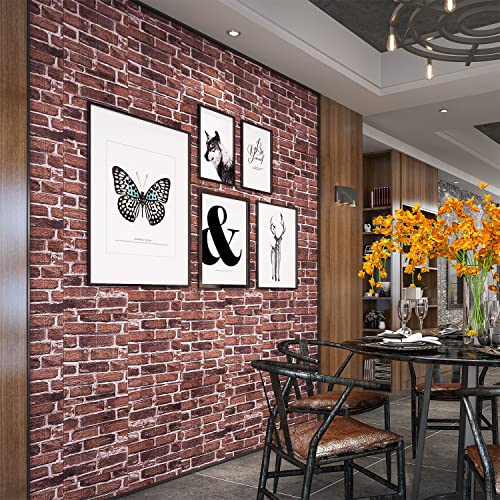 20PCS 3D Wall Panels Peel and Stick 3D Brick Wallpaper Peel and Stick Faux Stone Wall Panel Foam Brick Self-Adhesive Wallpaper (Red,20pcs) - color: Red, size: 20PCS