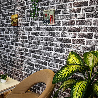 Dundee Deco 3D Wall Panels Faux Brick - Cladding, Charcoal White Stone Look Wall Paneling, Styrofoam Facing for Living Room, Kitchen, Bathroom, Balcony, Bedroom, Set of 10, Covers 54 sq ft - color: Charcoal White