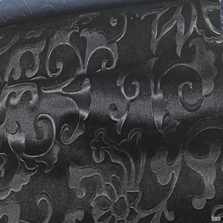 Vails Black Brocade Velvet Fabric, Ideal Embossed Material for Upholstery, Drapery, Pillows, Slipcovers, Tablecloths, Sewing, DIY, Etc - Sample 3x3 Inch - color: Black, size: Sample