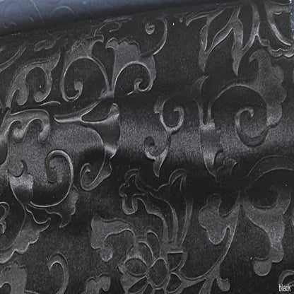 Vails Black Brocade Velvet Fabric, Ideal Embossed Material for Upholstery, Drapery, Pillows, Slipcovers, Tablecloths, Sewing, DIY, Etc - Sample 3x3 Inch - color: Black, size: Sample