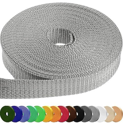 TECEUM Webbing Strap, 3/4" to 2", 10-50 Yds, Multi-Color Heavy Duty Tape - color: Light Gray, size: 1.5"- 50 yards