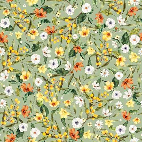 Peel and Stick Wallpaper, Watercolor Floral Green Background Pattern, 118in x 17.7in, Waterproof Vinyl, Removable Reusable, Eco-Friendly, for Bedroom Living Room Rental Apartment - color: Watercolor03, size: 17.7" x 118.1"