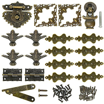 Retro Jewelry Box Hardware Set Decorative for Small Wood Storage Makeup Box