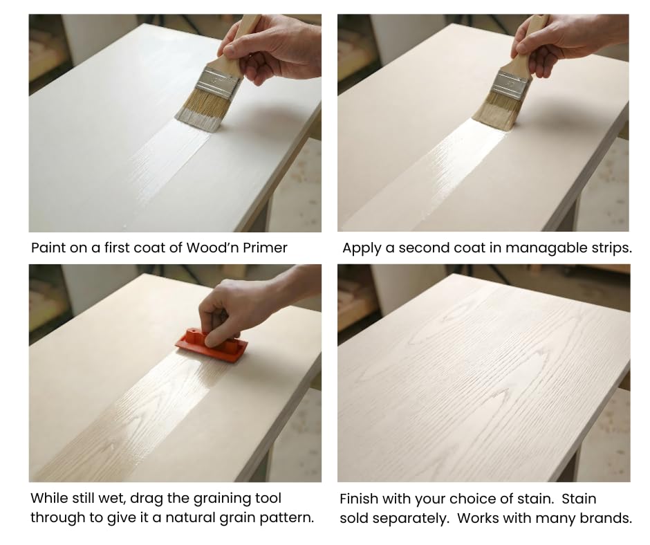 Retique It Wood'n Primer - Paint it then stain it - Stainable Wood Fiber Paint (Bleached Wood, Large) - color: Bleached Wood, size: 32 Fl Oz (Pack of 1)