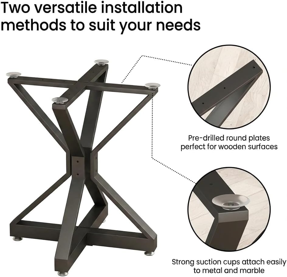 Metal Table Base with Suction Cups for DIY Dining Tables - color: Black