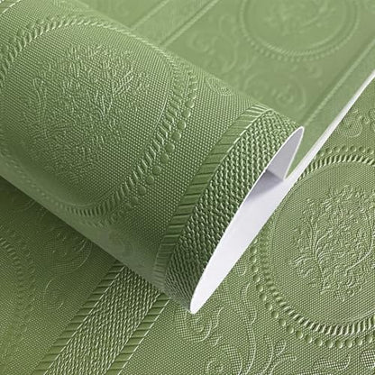JiffDiff Green 3D Embossed Textured Peel Stick Wallpaper 17.3"x800" - color: Green, size: 17.3" x 800"