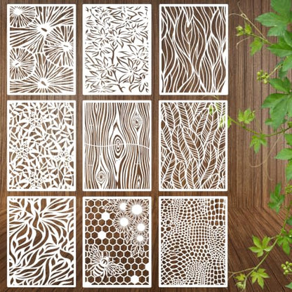 9 Pcs Wildflower Leaf Stencils for Painting 11x14.5 Inch - style: Mixed