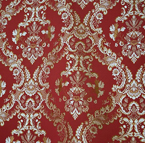 Damask Upholstery and Drapery, Jacquard Fabric Sold by The Yard (Burgandy) - color: Burgandy