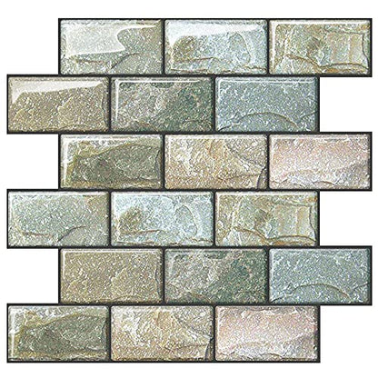 10 Sheets Peel and Stick Tile Backsplash for Kitchen Wall Tile, Self Adhesive Brick Backsplash Subway Tiles Backsplash, Stick on Tiles Kitchen Backsplash 10"x10.6" - color: Green