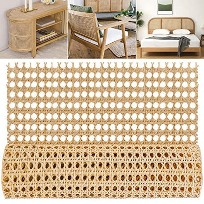 MYFAMIREA 18" Width Rattan Pressed Cane Webbing Sheet for Caning Projects, 3.3FT Natural Rattan Material Roll Net Woven Open Cane, Suitable for Caning Material DIY Supplies - size: 18"W x 40" L(3.3Ft)