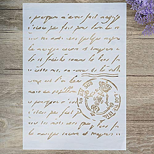 DIY Decorative French Script Stencil Template for Painting, Wall Stecils for Painting Large Pattern,Stencil for Spray Painting Reusable (A2 Size) - size: A2 Size
