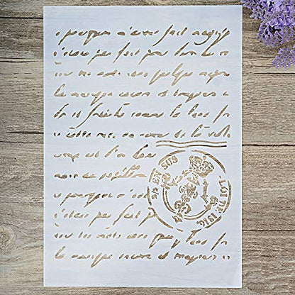 DIY Decorative French Script Stencil Template for Painting, Wall Stecils for Painting Large Pattern,Stencil for Spray Painting Reusable (A2 Size) - size: A2 Size