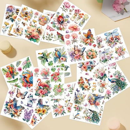 16 Pcs Insect Birds Rub-On Transfers for Furniture & Crafts - style: Insect Birds