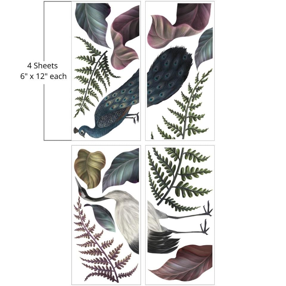 Dixie Belle Transfer - Elegant Avian Flora - (4) 6� x 12� Sheets