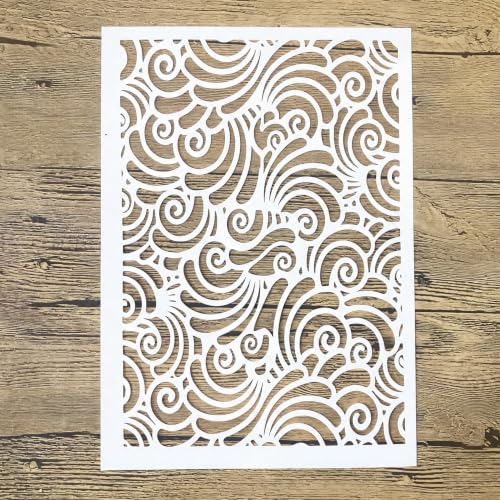 TIAMECH A4 Reusable Swirl Wave Stencil for Painting - color: Swirl Wave